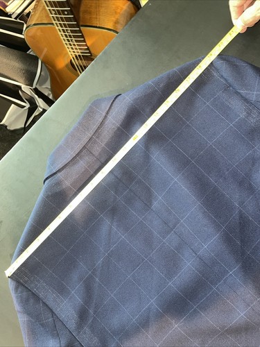 Blazer Tommy Hilfiger 44R Azul Marino Gris Lana Poli Spandex Curvado Ventana Moderno - Imagen 14 de 21