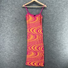 Windsor Dress Women L Large Pink Striped Maxi Long Sleeveless Stretch Casual