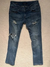 Vigoss Studio Thompson Roll Skinny Low Rise Distressed Jeans 3/4 27