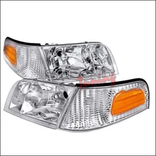 Spec-D Tuning 2LCLH-VIC98-EU Euro Headlight with Corner for 98 to 11 Ford Cro...