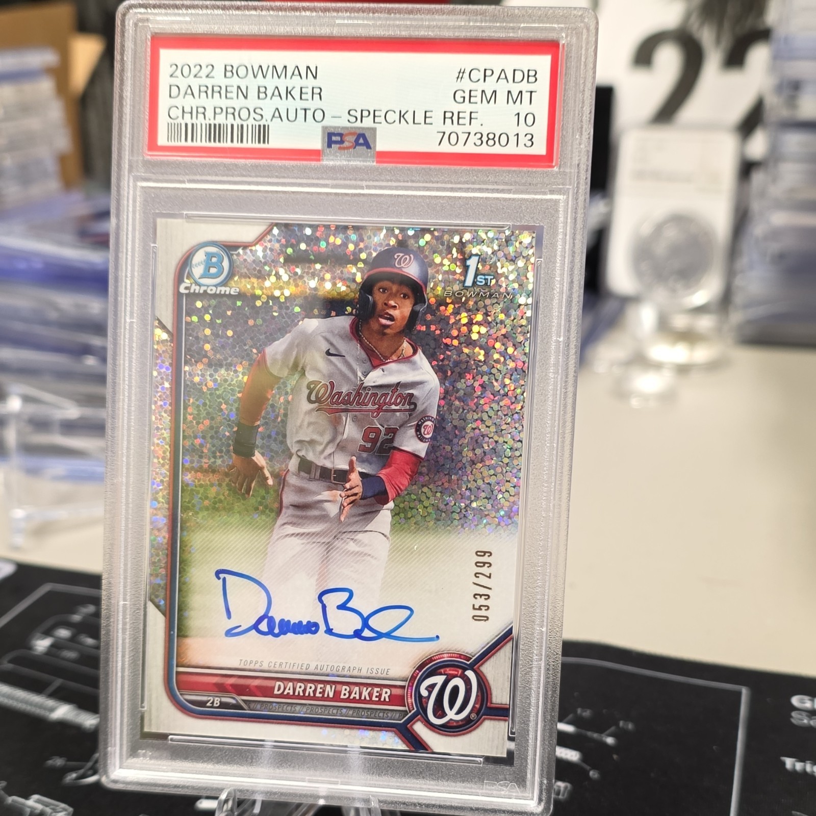 2022 Bowman - Chrome Prospect Auto Darren Baker #CPA-DB Speckle Refractor /299