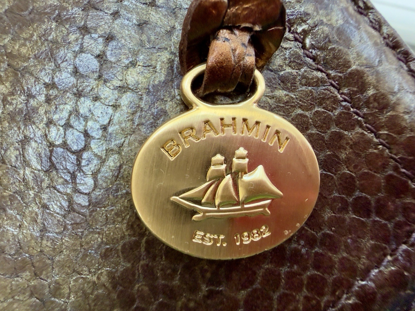 🤎 Brahmin Bryn Python Flap Shoulder Bag Clutch O… - image 10