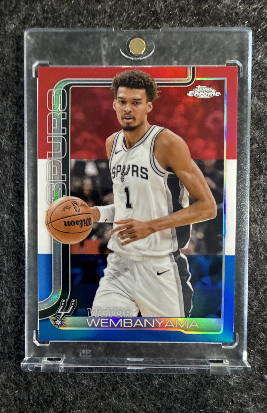 2025-26 Topps Chrome - Victor Wembanyama #221 Red White & Blue Refractor