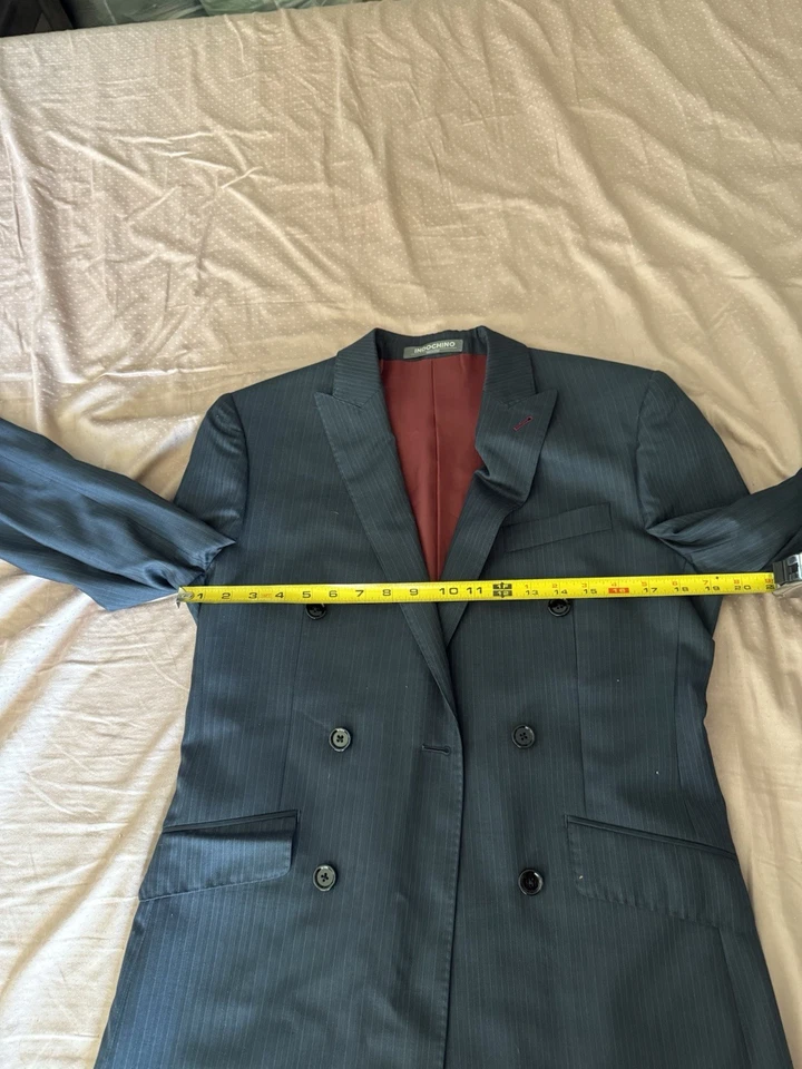 Blazer Indochino Para Hombre A Rayas Doble Pecho Azul Marino 38S Foto 3 de 4
