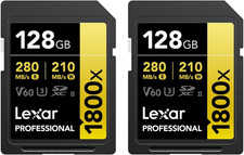 Gold Series Professional 1800x 128GB UHS-II SDXC Memory Card, 2-Pack