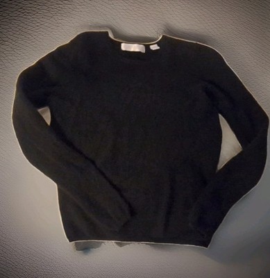 Valerie Stevens Women's 2 Ply Cashmere Crew Neck Sweater Black Size S EUC 