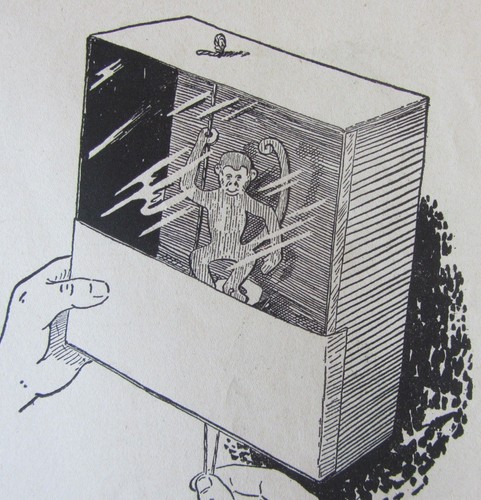 Vtg 1952 Children’s Project Monkey in The Cage 3D Monkey Climbs The Rope Puppet