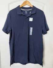 Men's Old Navy Moisture-Wicking Navy Blue Short Sleeve Polo Shirt Large NWT