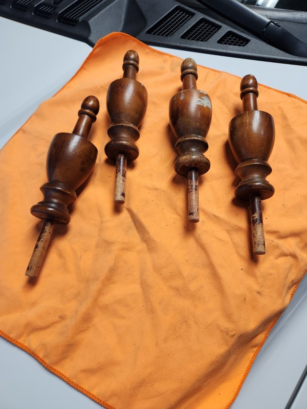 4 VTG WOOD FINIALS ARCHITECTURAL SALVAGE