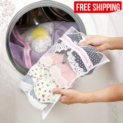 3Pcs Durable Mesh Laundry Bags Zipper Washing Bags for Delicates Bra Lingerie US