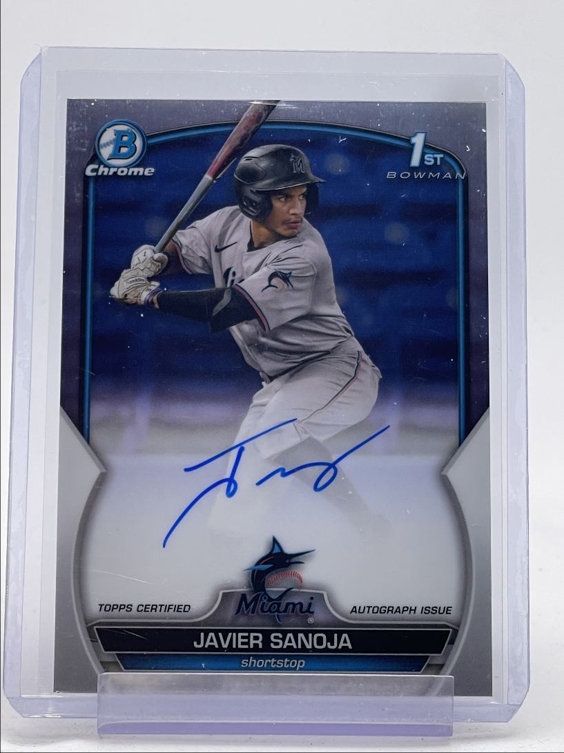 JAVIER SANOJA 2023 BOWMAN CHROME 1ST BASE AUTOGRAPH MARLINS AUTO Q5972