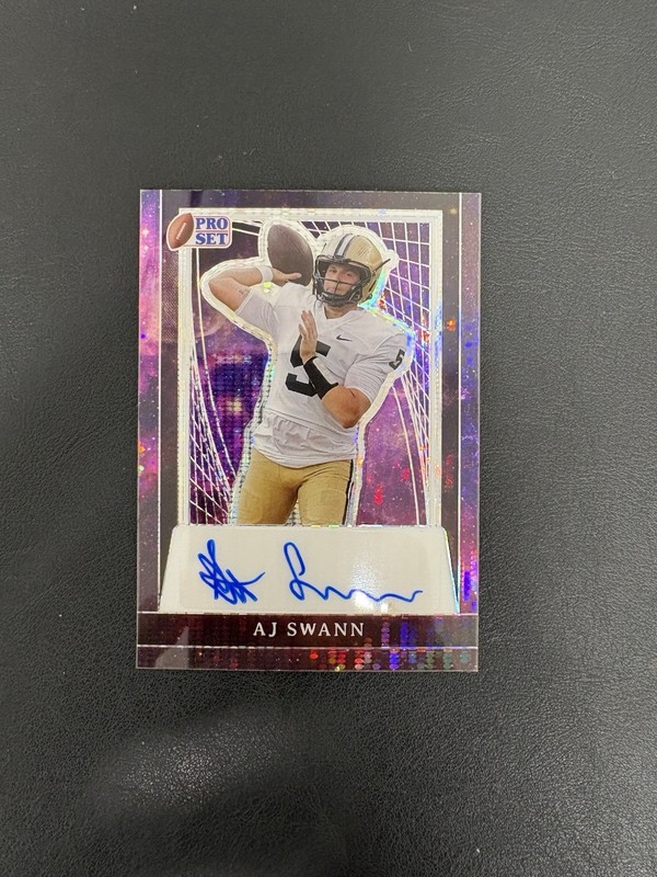 2024 Leaf Proset Football AJ Swann Purple Pulsar 1/1 Auto # pa-ajs, X-3