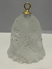 Mikasa Glass Crystal Santa Sleigh Reindeer 5-1/2" Christmas Bell NIB Germany