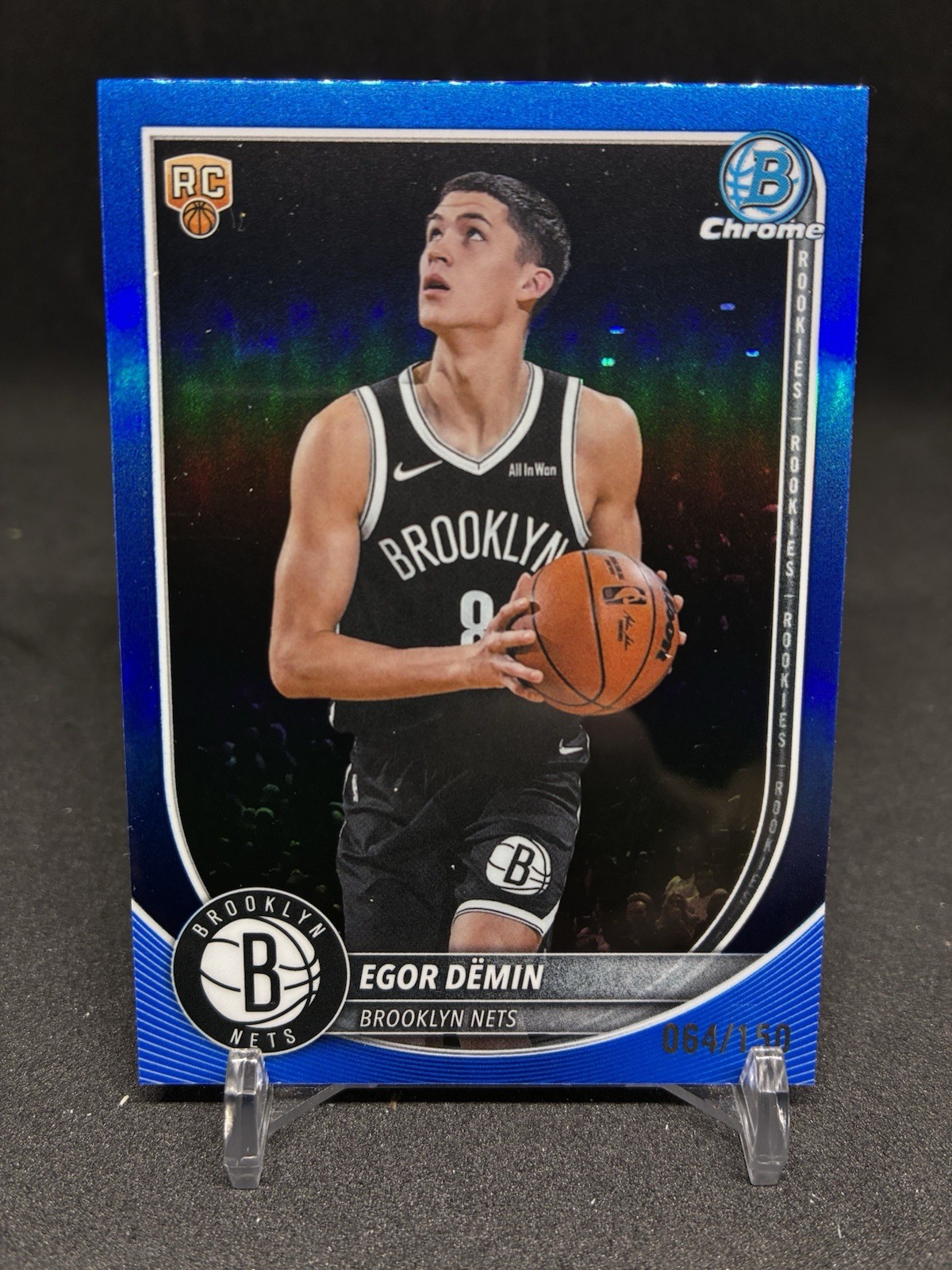 2025/26 Bowman Chrome Blue Refractor /150 Egor Demin RC Rookie Nets Base