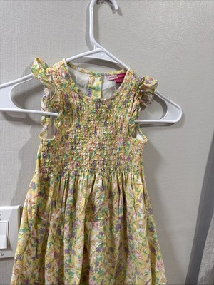Penelope Mack Girls Yellow Floral Sundress Ruffle Sleeve Size 6