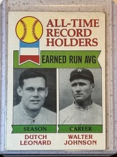 1979 Topps #418 All-Time Record Holders ERA – Dutch Leonard & Walter Johnson