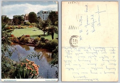 Vintage BOURNEMOUTH Pleasure Gardens Postcard 1953 UK