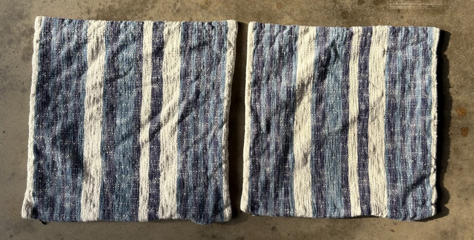 DKNY Funda Almohada Rayas Azul y Crema Algodón Texturizado 21 x 21" JUEGO 2 INDIA Foto 4 de 4