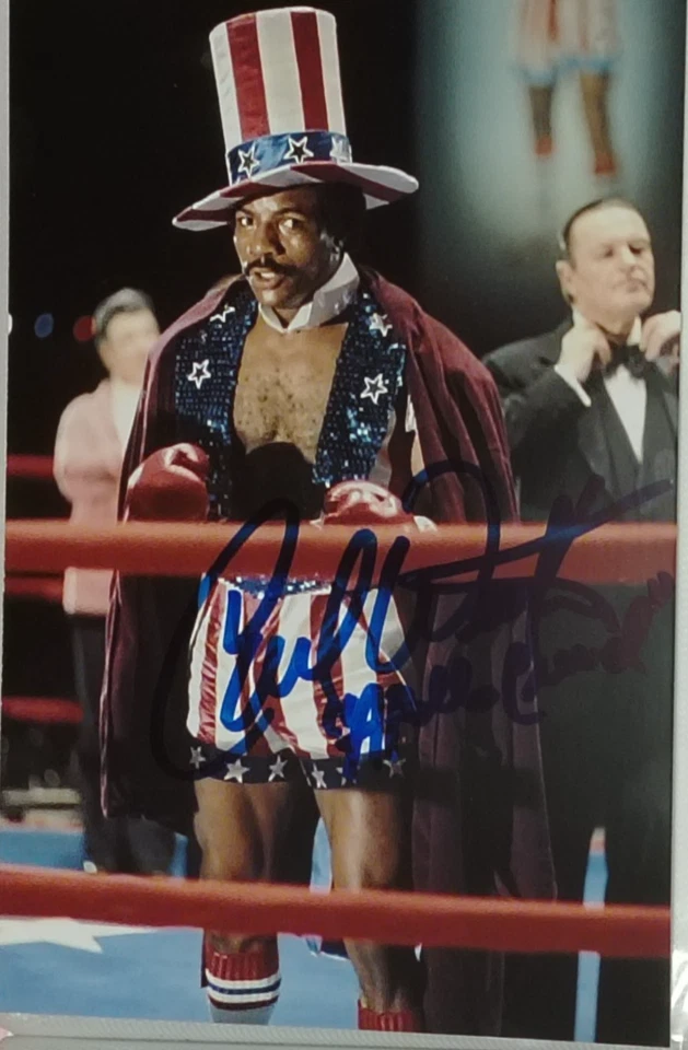 AUTOGRAPH CARL WEATHERS FILM BOXING APOLLO CREED FOTO ROCKY HAND SIGNED USA KINO - Photo 1/1