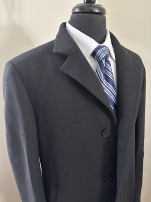 Versace Coat Mens 40R Black Wool Jacket Italy Formal Luxury Designer VTG Gray