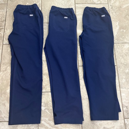 Lot of 3 FIGS Navy Blue Technical Collection Scrub Pants Women Small FM4500