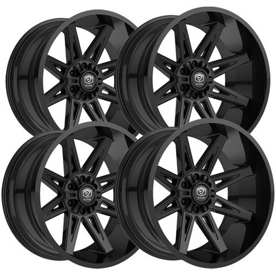 (Set of 4) Edge Off-Road 304B 20x10 6x135/6x5.5'' -12mm Gloss Black Wheels Rims