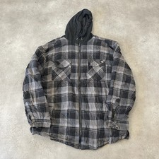 Dickies Quilted Jacket Mens XL Western Plaid Checkered Shacket, Grey
