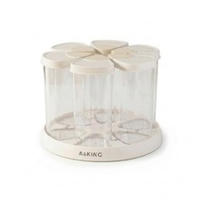 Space-Saving 6 Compartment Rice Container Rotating Grain Container Easy to