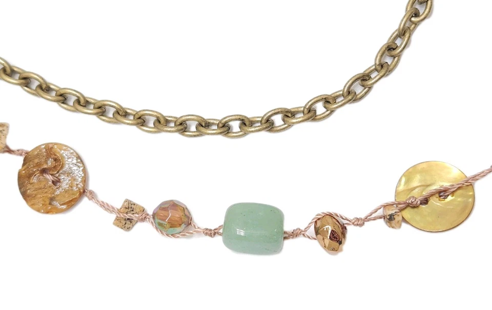 Cookie Lee Signed Mexico Native American Turquoise Shell Stone Pendant Necklace - Image 3 of 4