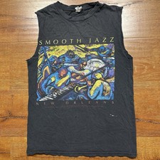 Vintage Smooth Jazz New Orleans Tank Top Mens S Black Art Music Festival 90s