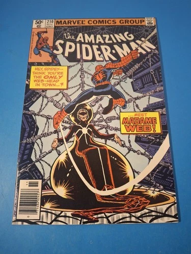 Amazing Spider-man #210, VF 1st Appearance Madame Web- Marvel 🔑  👀 NEWSTAND!
