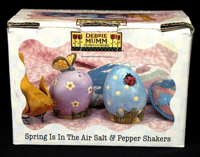 DEBBIE MUMM ''Spring Is In The Air'' Easter Egg Salt & Pepper Shakers SAKURA, NIOB