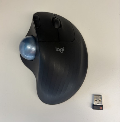Logi Wireless Optical Trackball Mouse w/ Scroll Wheel, USB Receiver, Black