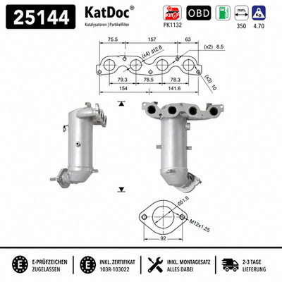   Katalysator für Kia Picanto 2, Rio 3, Euro 6