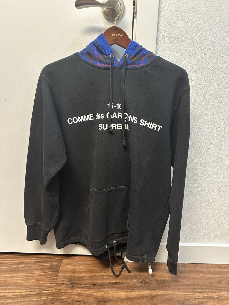 Supreme x CDG Comme des Garçon FW15-16 Black Plaid Hoodie Medium