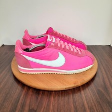 Nike Classic Cortez Womens 10 Shoes Fuchsia White Suede Nylon Retro Sneaker 2016
