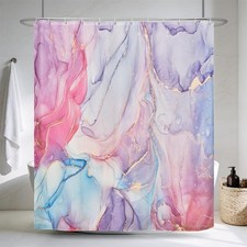 Purples Pink Marble Shower Curtain Abstract Modern Pastel Watercolor Ink Art