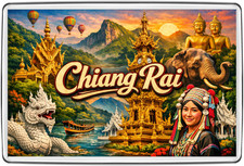 Chiang Rai Thailand White Temple Elephant Fridge Magnet Travel Souvenir Gift