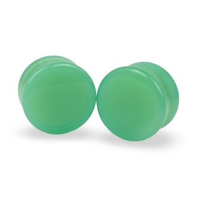 Pair of Mint Green Opalite Stone Double Flare Plugs (STN-726) gauges