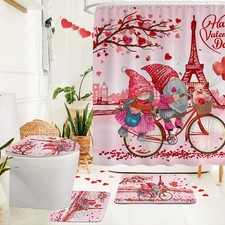 Valentines Shower Curtain Sets, Valentines Day Bathroom Decor, Valentine's Da...