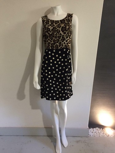 SANDRO FERONE VESTITO NERO A POIS BIANCHI E CORPETTO MACULATO TG. 42 | eBay