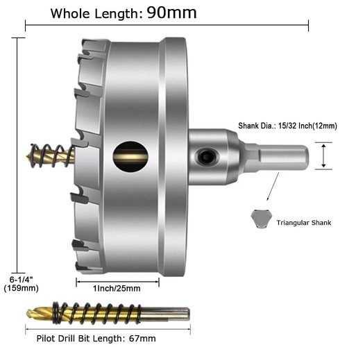High-Performance Tungsten Carbide Hole Saw 6-1/4” for Stainless Steel & Alloys - Picture 6 of 9