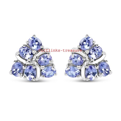 Natural Tanzanite Gemstones With 925 Sterling Silver Cufflinks For Men's #666