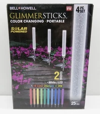 Bell + Howell Color Changing Solar Powered Glimmer Sticks for Gardens- 4 Pack
