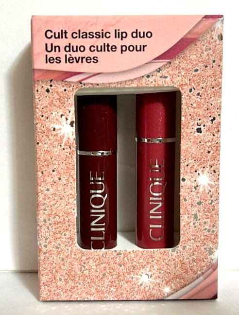 CLINIQUE Cult Classic Lip Duo Set Black Honey Pink Honey Shades