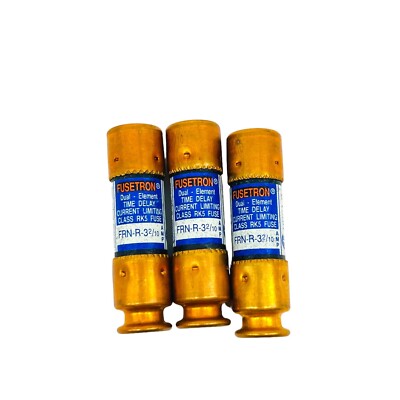3 pcs Bussmann Fusetron FRN-R3 2/10 Dual Element Time Delay Fuse 250V