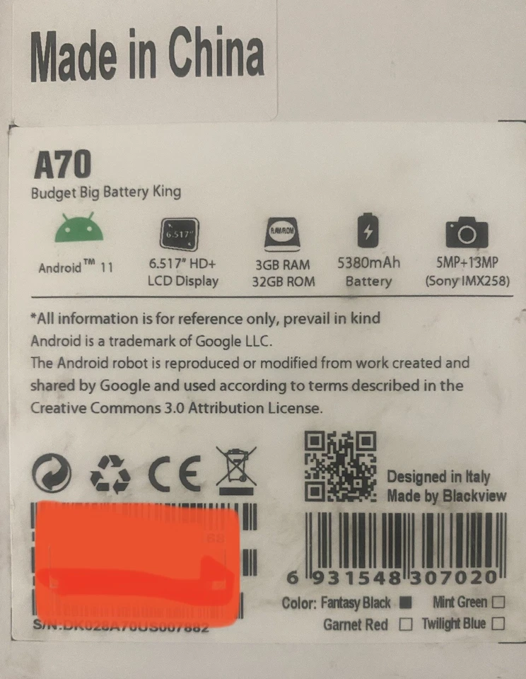 Blackview A70 Pro 16.6 cm (6.52") Dual SIM Android 11 4G 4 GB 32 GB 5380 mAh Bla - Image 4 of 4