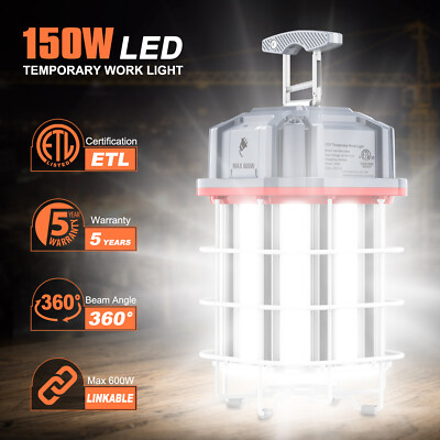 Linkable LED Temporary Work Light 150W, 22500 Lumen 5000k Workshop Hanging Lamp