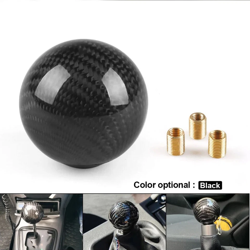 Palanca de cambios redonda de fibra de carbono para automóvil 5 6 velocidades + 3 adaptadores Foto 2 de 4
