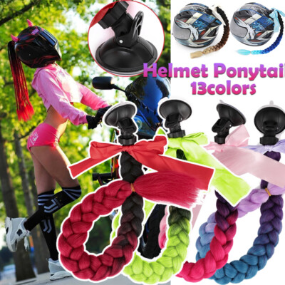 Pigtails Helmet Braids Ponytail Suction Cup Helmet Hair Twist For Motorcycle US